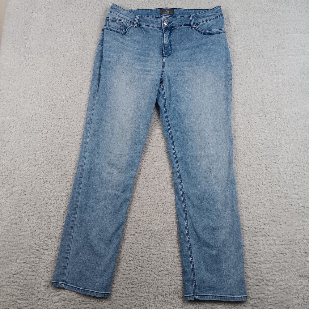 Alfred Dunner Jeans Straight Leg Women 12 Blue Comfort Waist Denim 07522
